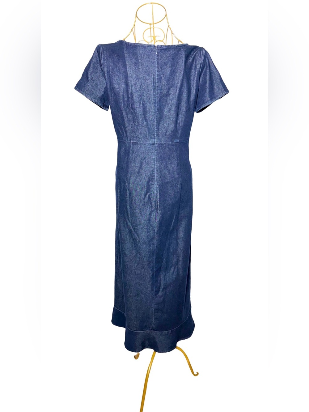 Eddie Bauer Dark Wash Denim Midi Dress with Short Sleeves, Size Medium - Picture 5 of 13